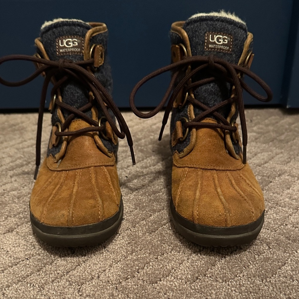 UGG Chestnut Suede Waterproof Lace-Up Winter Boots